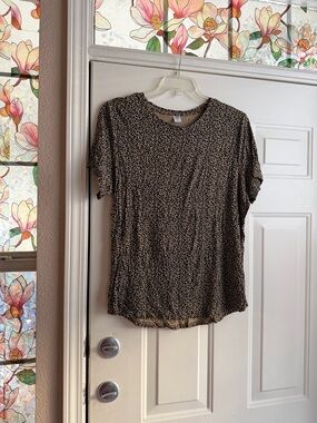 Old Navy Brown Leopard Print Short Sleeve Tee